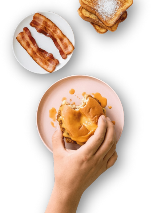 top view of burger and sandwich